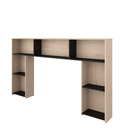 Cabeceira de quarto estilo industrial Thalos em carvalho Jackson e preto com 7 prateleiras 182x104x22 cm