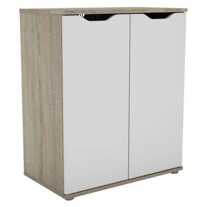 Aparador de 2 portas, buffet, armário de armazenamento Parc Modern Living Room Branco fosco e carvalho Sonoma 67x79x38 cm