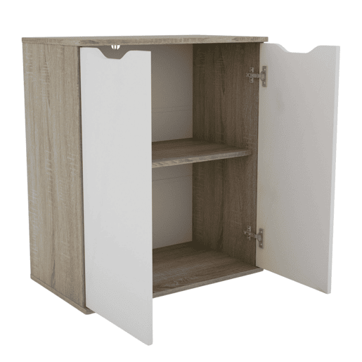 Aparador de 2 portas, buffet, armário de armazenamento Parc Modern Living Room Branco fosco e carvalho Sonoma 67x79x38 cm