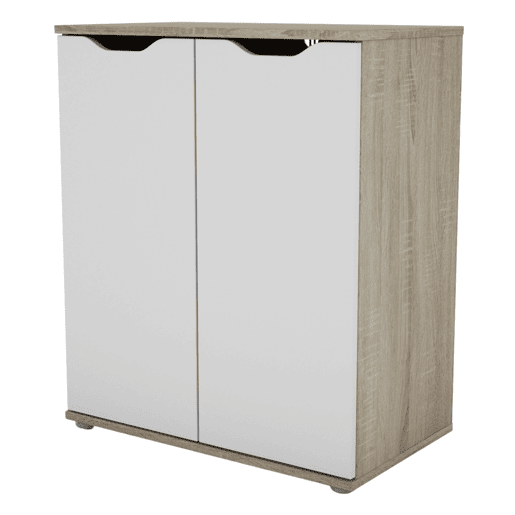 Aparador de 2 portas, buffet, armário de armazenamento Parc Modern Living Room Branco fosco e carvalho Sonoma 67x79x38 cm
