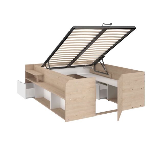 Cama matrimonio abatible 135-140x190-200 cm stratos dormitorio roble jackson y blanco