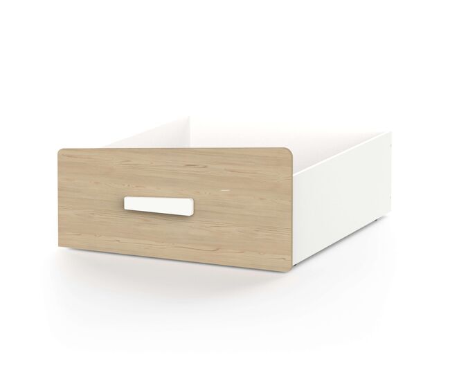 Cajón bajo cabane infantil blanco mate y roble claro 41x98 cm