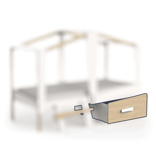 Gaveta baixa infantil Cabane em branco fosco e carvalho claro 41x98 cm