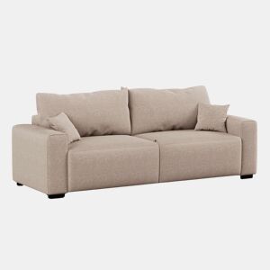 Sofá-cama Fini de 3 lugares, estilo moderno para sala de estar, bege, com 2 almofadas de tecido, 234 cm