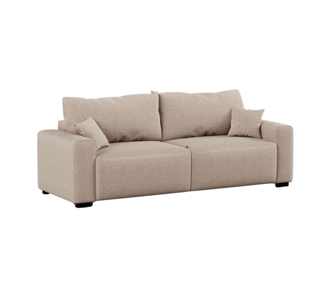 Sofá cama 3 Plazas Fini de Sala Estilo Moderno en Color Beige con 2 Cojines Tela 234 cm