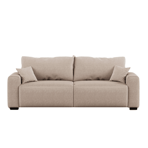 Sofá-cama Fini de 3 lugares, estilo moderno para sala de estar, bege, com 2 almofadas de tecido, 234 cm