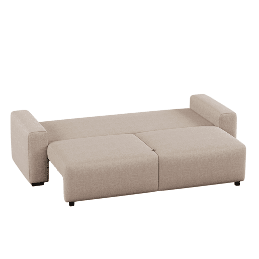 Sofá-cama Fini de 3 lugares, estilo moderno para sala de estar, bege, com 2 almofadas de tecido, 234 cm