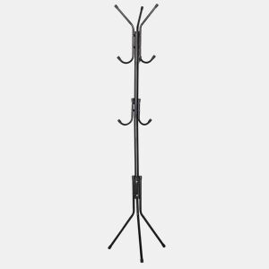 Cabide de entrada de metal preto com 8 cabides, 17x42x17 cm