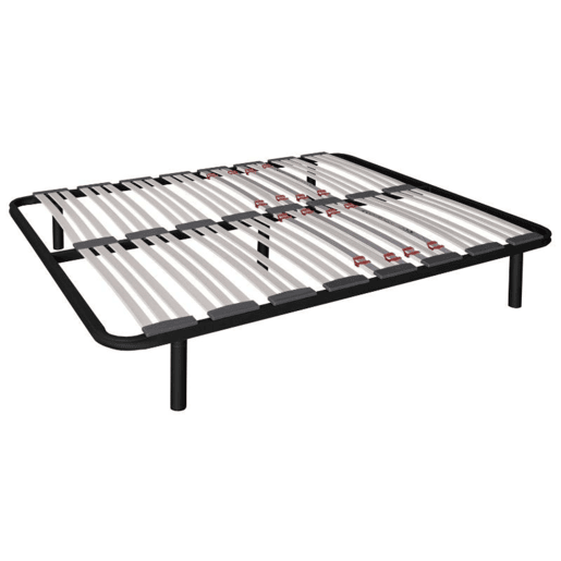 Estrado multi-ripas 160x190 cm com 7 pés, com reguladores lombares, firmeza ajustável, tubo 40x30 mm e ripas de faia natural