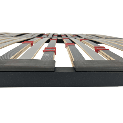 Estrado multi-ripas 160x190 cm com 7 pés, com reguladores lombares, firmeza ajustável, tubo 40x30 mm e ripas de faia natural