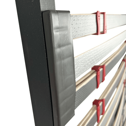 Estrado multi-ripas 160x190 cm com 7 pés, com reguladores lombares, firmeza ajustável, tubo 40x30 mm e ripas de faia natural