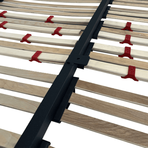 Estrado multi-ripas 160x190 cm com 7 pés, com reguladores lombares, firmeza ajustável, tubo 40x30 mm e ripas de faia natural