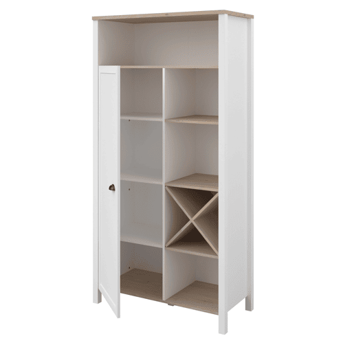 Pacote com 2 armários de cozinha estilo moderno Coper Kitchen Buffets em branco e carvalho Jackson Pacote com 2 armários de cozinha estilo moderno Coper Kitchen Buffets em branco e carvalho Jackson