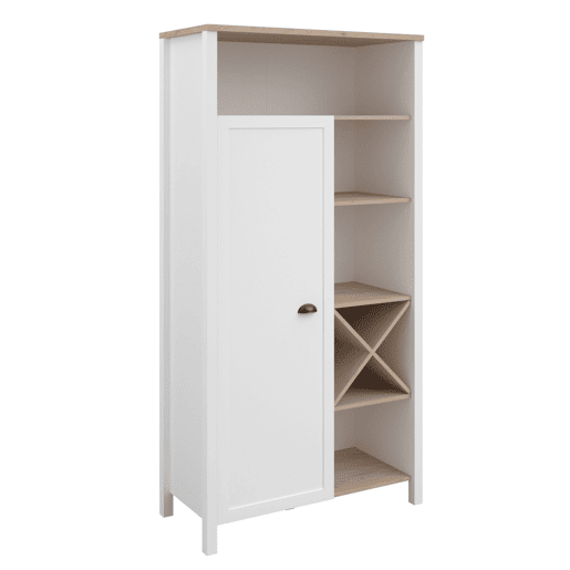 Pacote com 2 armários de cozinha estilo moderno Coper Kitchen Buffets em branco e carvalho Jackson Pacote com 2 armários de cozinha estilo moderno Coper Kitchen Buffets em branco e carvalho Jackson