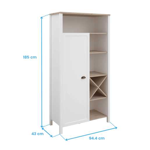 Pacote com 2 armários de cozinha estilo moderno Coper Kitchen Buffets em branco e carvalho Jackson Pacote com 2 armários de cozinha estilo moderno Coper Kitchen Buffets em branco e carvalho Jackson