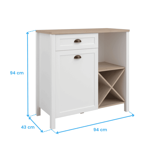 Pacote com 2 armários de cozinha estilo moderno Coper Kitchen Buffets em branco e carvalho Jackson Pacote com 2 armários de cozinha estilo moderno Coper Kitchen Buffets em branco e carvalho Jackson