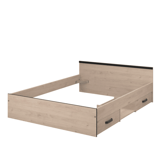 Cama de quarto estilo industrial Solstice em carvalho Jackson e preto com 2 gavetas 135-140x190 cm Cama de quarto estilo industrial Solstice em carvalho Jackson e preto com 2 gavetas 135-140x190 cm