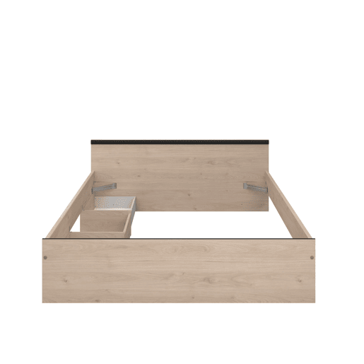 Cama de quarto estilo industrial Solstice em carvalho Jackson e preto com 2 gavetas 135-140x190 cm Cama de quarto estilo industrial Solstice em carvalho Jackson e preto com 2 gavetas 135-140x190 cm