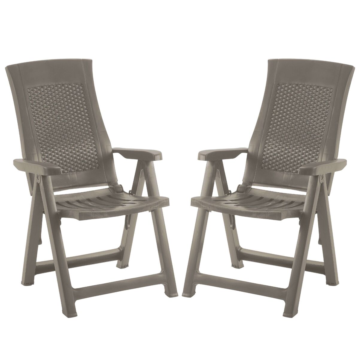 Pack 4 sillones plegables muebles de exterior gold estilo práctico en color marrón 59x108x62 cm