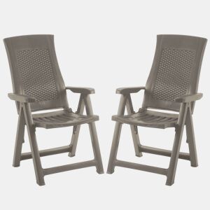 Pacote com 4 poltronas dobráveis, móveis para área externa dourados, estilo prático em marrom, 59x108x62 cm