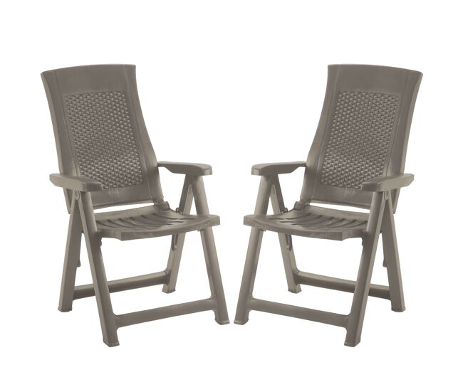 Pack 4 sillones plegables muebles de exterior gold estilo práctico en color marrón 59x108x62 cm