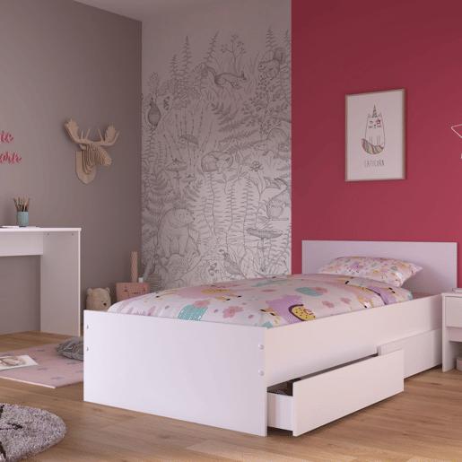Pacote de 2 gavetas inferiores para cama infantil em branco fosco 21x189x42 cm estilo nĂ³rdico Pacote de 2 gavetas inferiores para cama infantil em branco fosco 21x189x42 cm estilo nĂ³rdico
