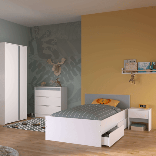 Pacote de 2 gavetas inferiores para cama infantil em branco fosco 21x189x42 cm estilo nĂ³rdico Pacote de 2 gavetas inferiores para cama infantil em branco fosco 21x189x42 cm estilo nĂ³rdico
