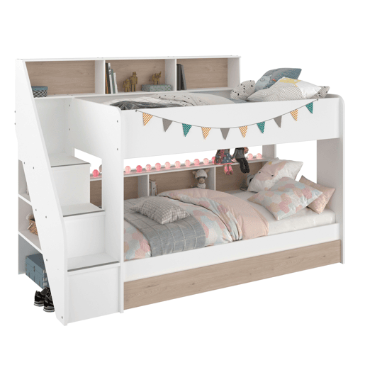 Cama Fantasia Gaveta Inferior Jackson Carvalho e Cor Branca 199x19x95 cm