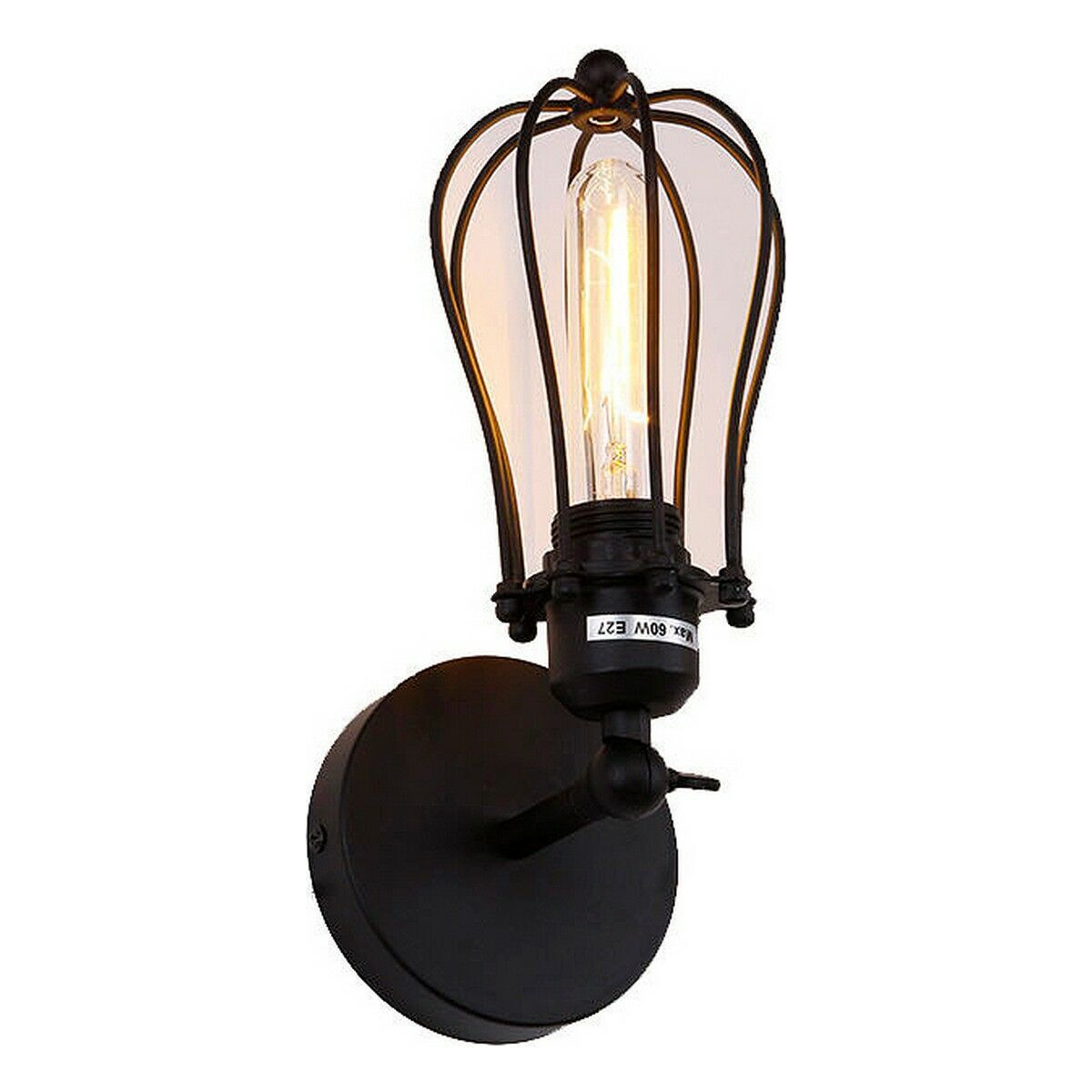 Aplique de pared edm 32105 negro 60 w vintage 220-240 v 11 x 16 x 32 cm