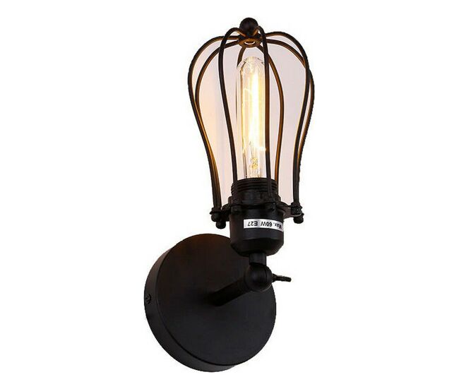 Aplique de pared edm 32105 negro 60 w vintage 220-240 v 11 x 16 x 32 cm