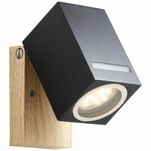 Luz de Parede Brilliant Galeni Preto Natural Metal Cristal 20 W GU10