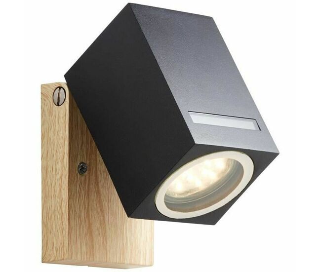 Aplique de pared brilliant galeni negro natural metal cristal 20 w gu10