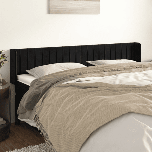 vidaXL Cabeceira de cama c abas veludo 163x16x7888 cm preto vidaXL Cabeceira de cama c abas veludo 163x16x7888 cm preto