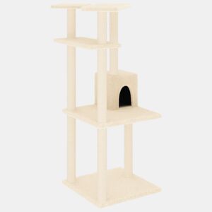 vidaXL Árvore para gatos c postes arranhadores sisal 123 cm cor creme