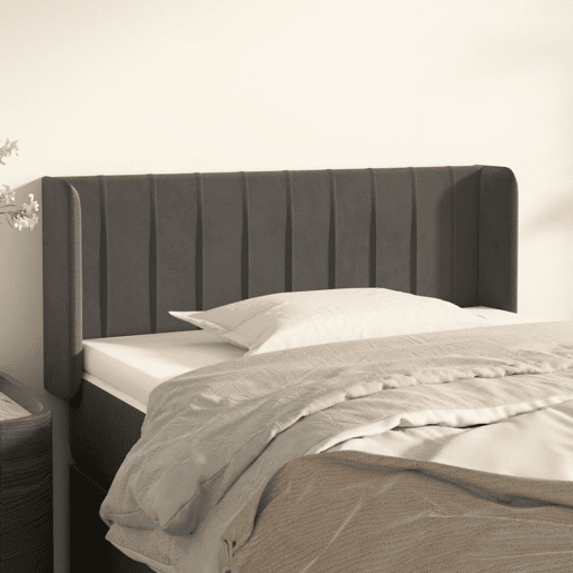 vidaXL Cabeceira de cama c abas veludo 83x16x7888 cm cinzento-escuro