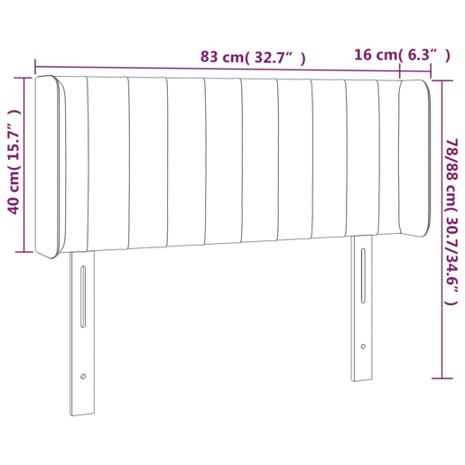 vidaXL Cabeceira de cama c abas veludo 83x16x7888 cm cinzento-escuro