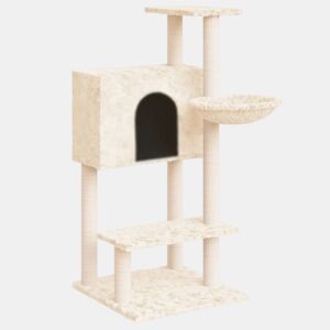 vidaXL Árvore p gatos c postes arranhadores sisal 108,5 cm cor creme