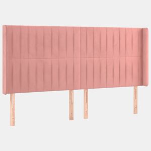 vidaXL Cabeceira cama c abas veludo 183x16x118128 cm rosa