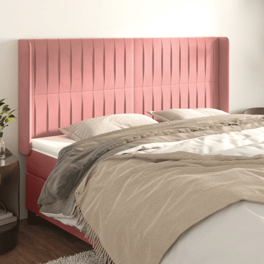 vidaXL Cabeceira cama c abas veludo 183x16x118128 cm rosa vidaXL Cabeceira cama c abas veludo 183x16x118128 cm rosa