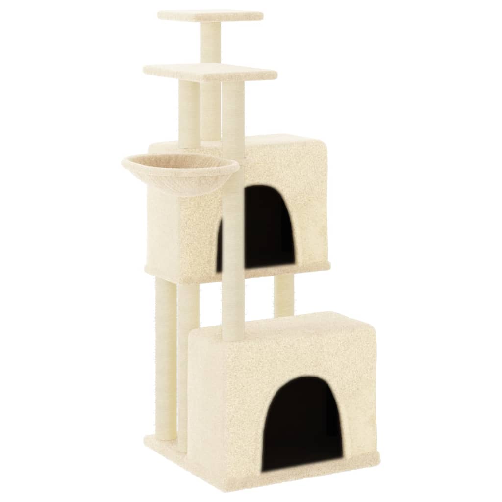 Vidaxl rascador para gatos con postes de sisal color crema 122 cm