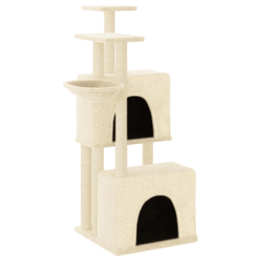 vidaXL Árvore para gatos c postes arranhadores sisal 122 cm cor creme