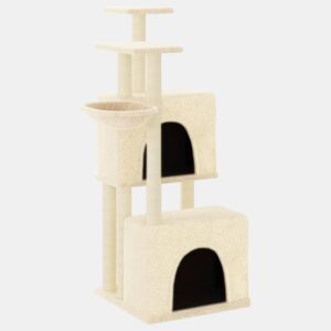 vidaXL Árvore para gatos c postes arranhadores sisal 122 cm cor creme