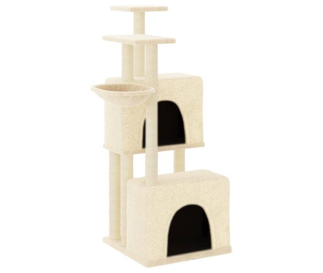 Vidaxl rascador para gatos con postes de sisal color crema 122 cm