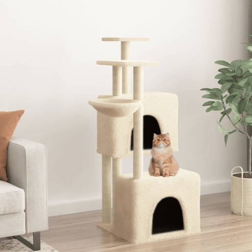 vidaXL Árvore para gatos c postes arranhadores sisal 122 cm cor creme