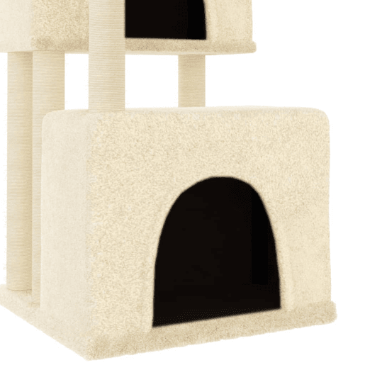 vidaXL Árvore para gatos c postes arranhadores sisal 122 cm cor creme
