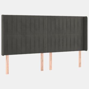 vidaXL Cabeceira cama c abas veludo 203x16x118128 cm cinzento-escuro