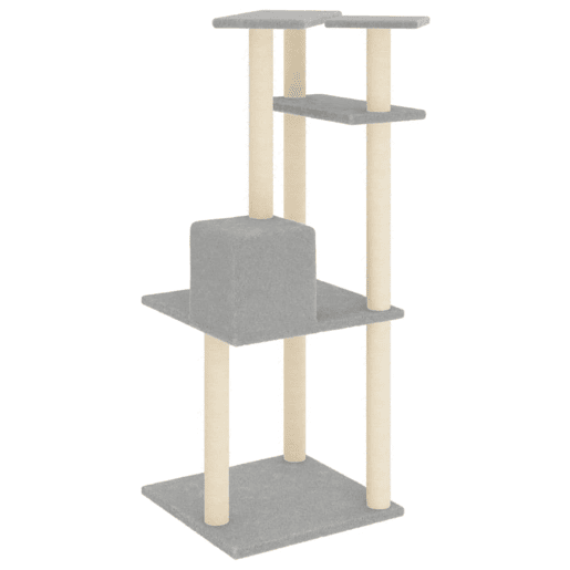 vidaXL Árvore p gatos c postes arranhadores sisal 123 cm cinza-claro