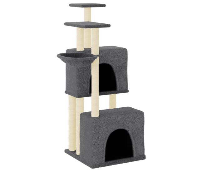 Vidaxl rascador para gatos con postes de sisal gris oscuro 122 cm