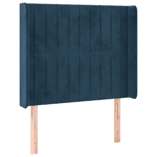 vidaXL Cabeceira cama c abas veludo 93x16x118128 cm azul-escuro