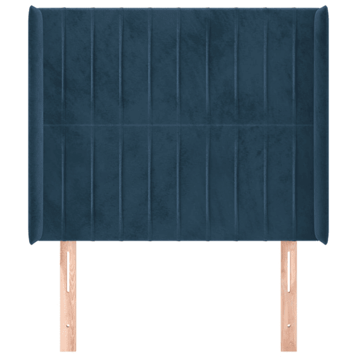 vidaXL Cabeceira cama c abas veludo 93x16x118128 cm azul-escuro